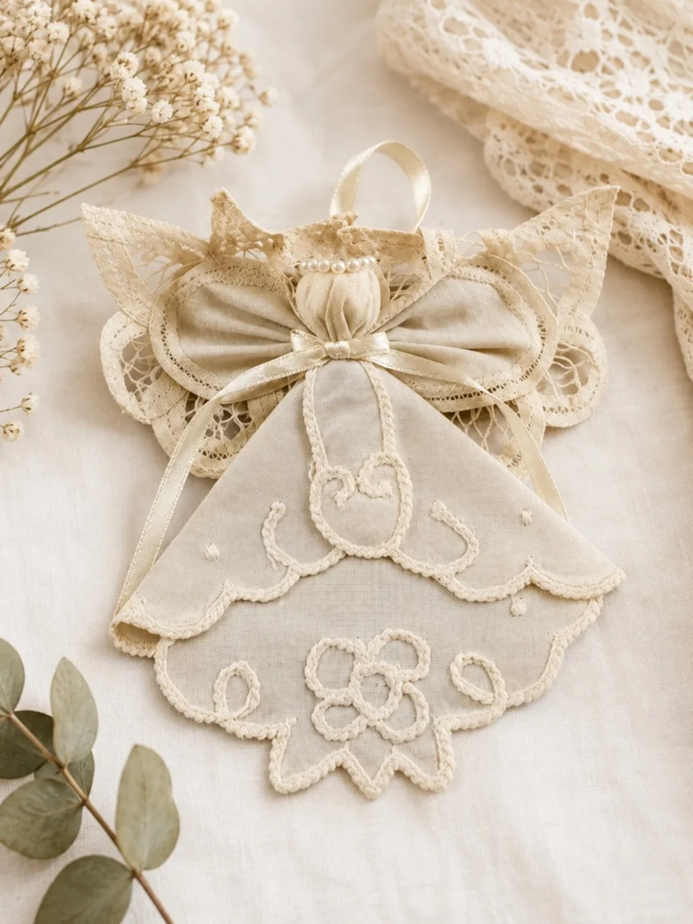 Vntg 60s Handmade Angel Christmas Ornaments Original Handwritten “Love Mom” Note